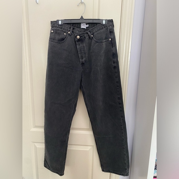 asymmetrical oversized straight high waisted jeans - Picture 3 of 3